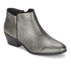 Sam Edelman Petty Ankle Boots Chelsea Bootie Zip Metallic Silver Leather 8.5